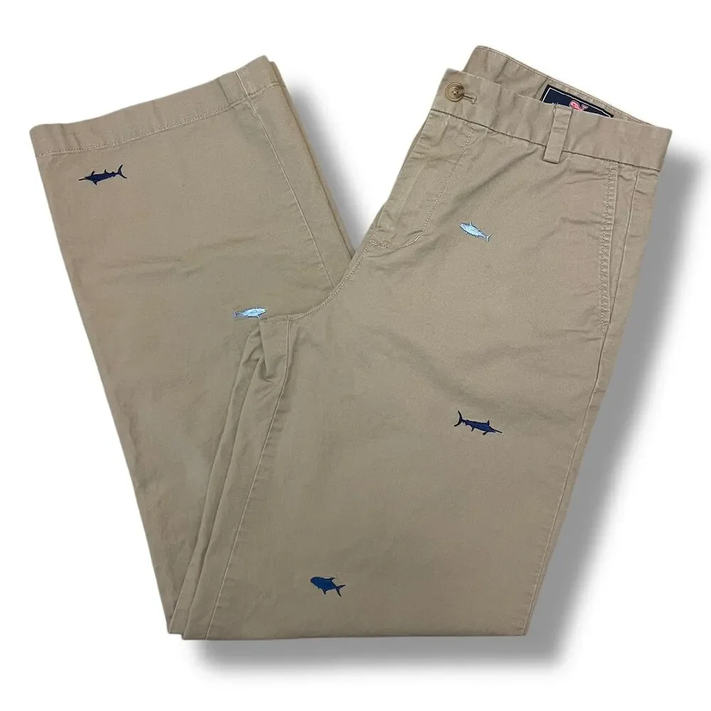 Vineyard Vines Boys Chino Pants Sz 18‎ Shark Fish